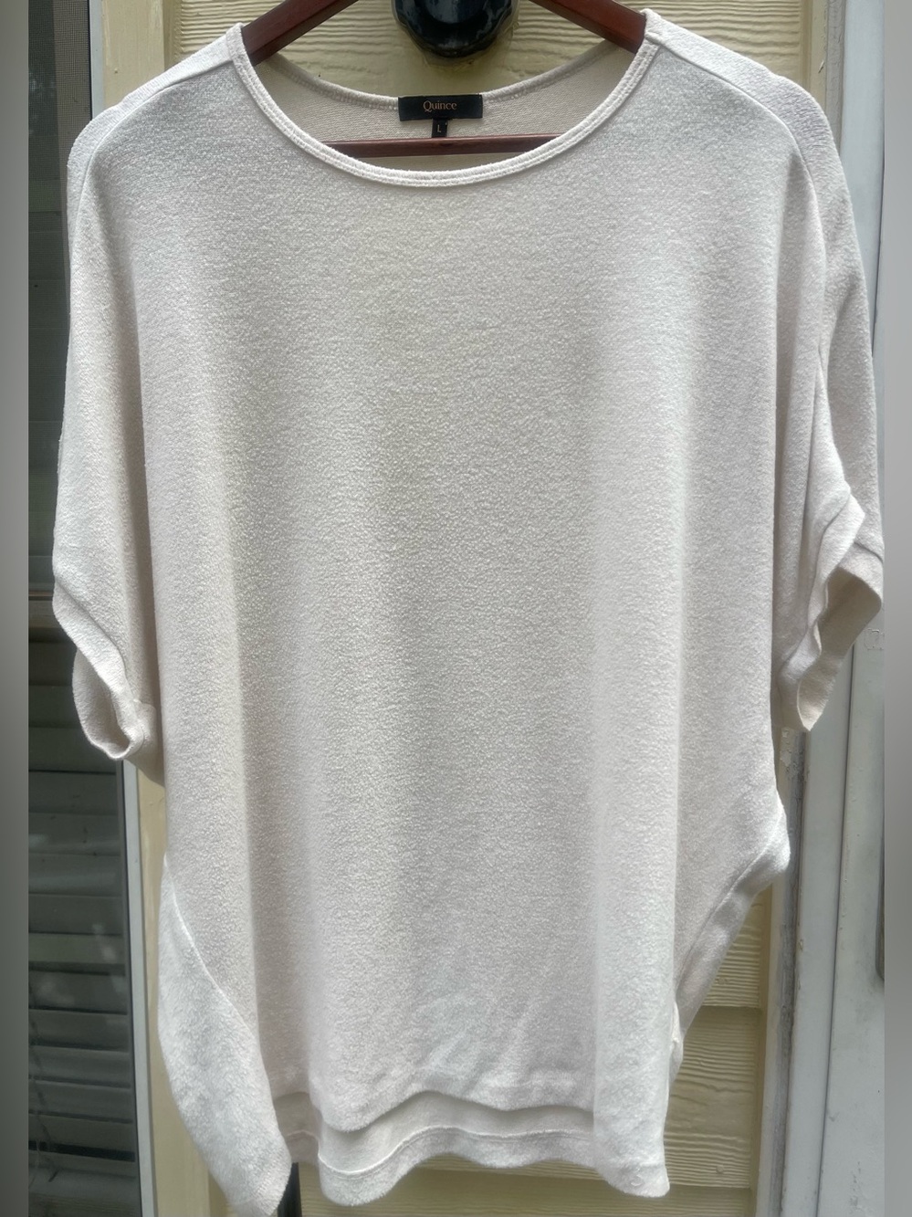 Quince Brushed High Low Top White/ivory Sz L